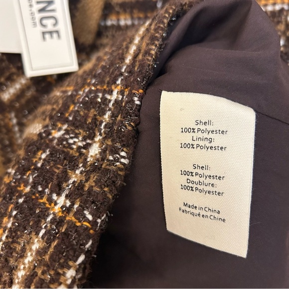 L'AGENCE Kenzie Plaid Tweed Double-Breasted Blazer in Brown / Gold Size 6 - Picture 12 of 15